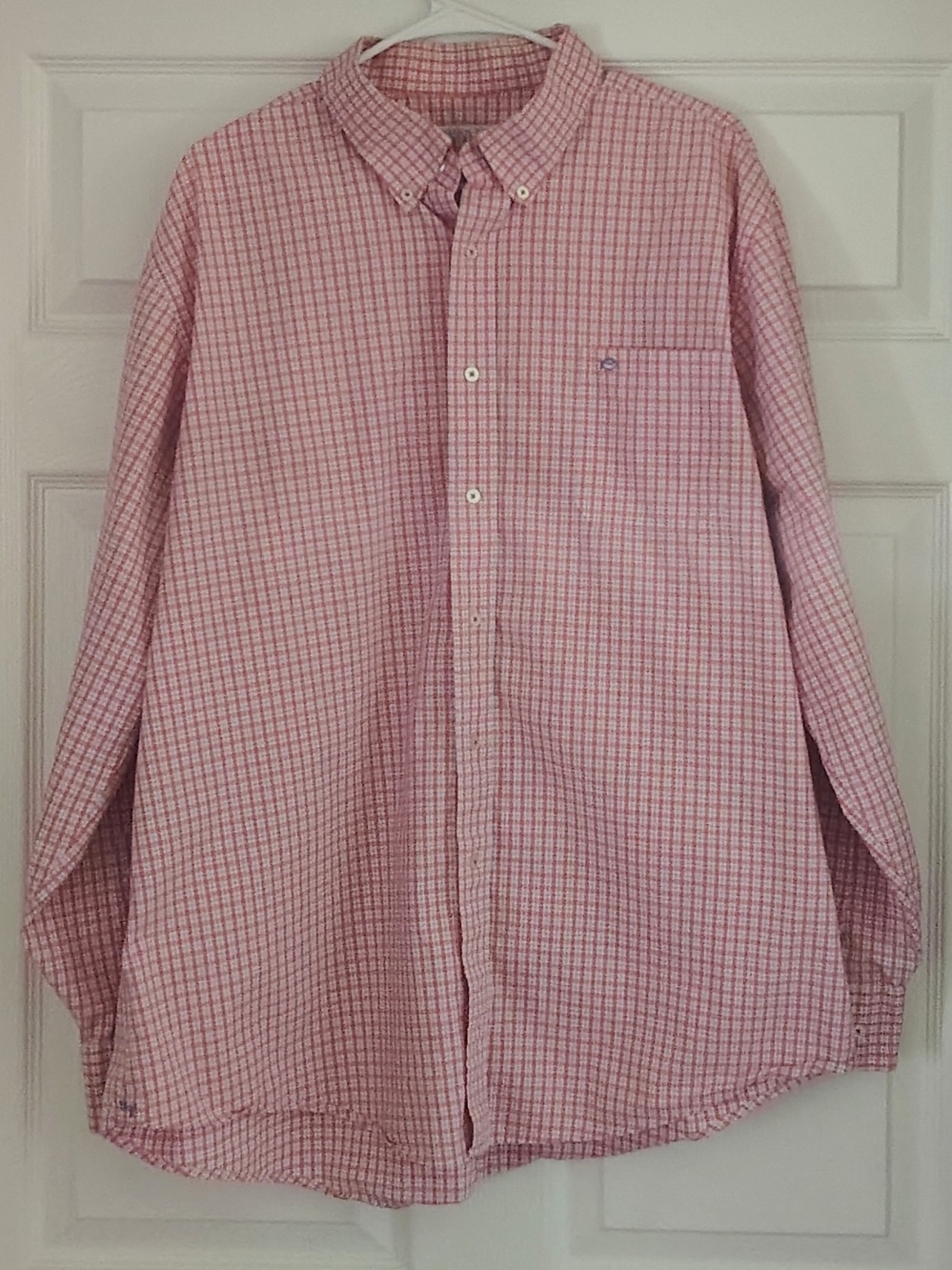 Southern Tide Men's Pink Grid Long Sleeve Button-Down Shirt with Logo. Size XXL